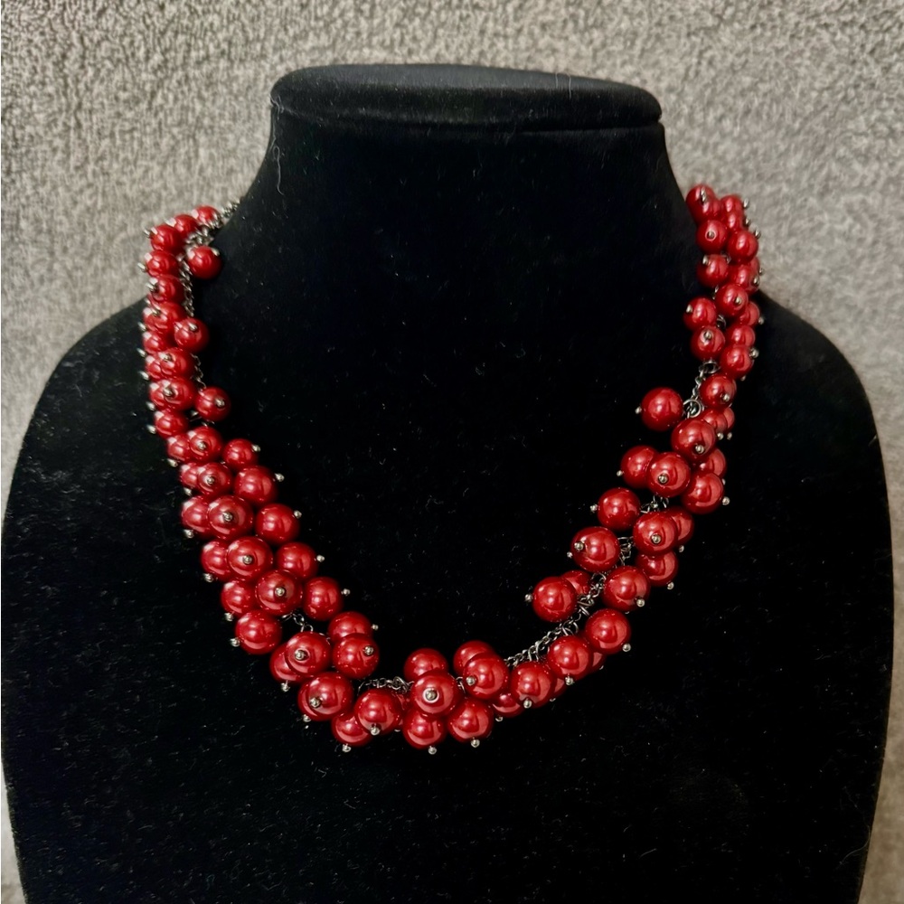 💎Elegant Deep Red Beaded Necklace